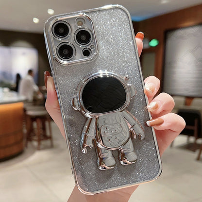 Astronaut Holder Gradient Glitter Powder Phone Case, For iPhone 11 Pro Max