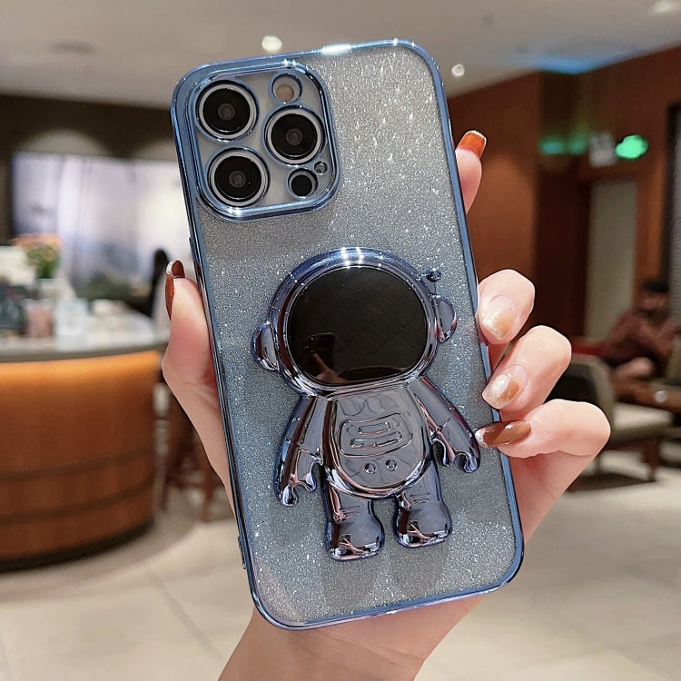 Astronaut Holder Gradient Glitter Powder Phone Case, For iPhone 11 Pro Max