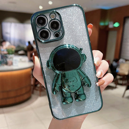Astronaut Holder Gradient Glitter Powder Phone Case, For iPhone 11 Pro Max