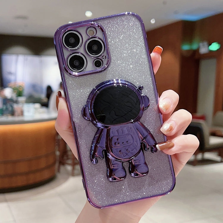 Astronaut Holder Gradient Glitter Powder Phone Case, For iPhone 11 Pro Max
