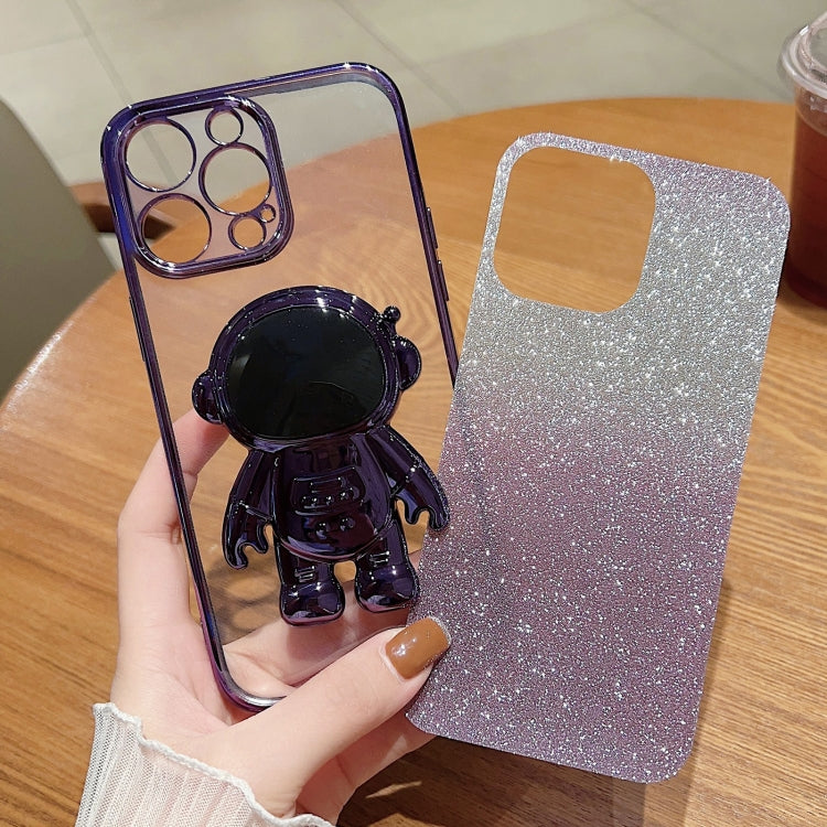 Astronaut Holder Gradient Glitter Powder Phone Case, For iPhone 11 Pro Max