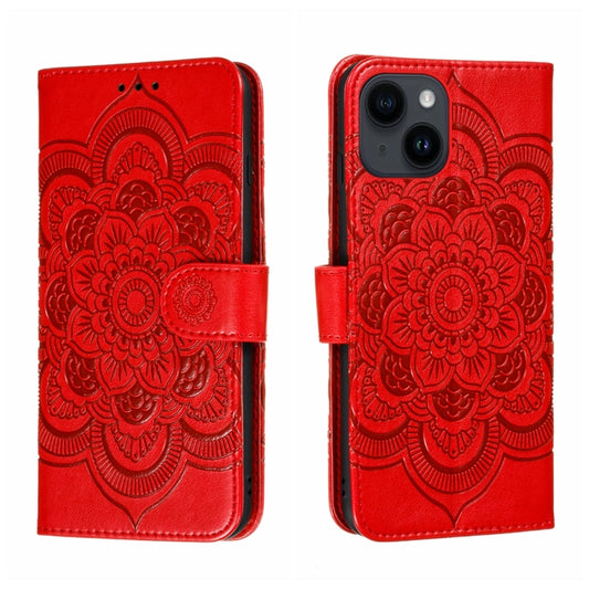 جراب هاتف جلدي منقوش عليه ماندالا الشمس، مناسب لأجهزة iPhone 14 / 13، وiPhone 14 Plus، وiPhone 14 Pro، وiPhone 14 Pro Max