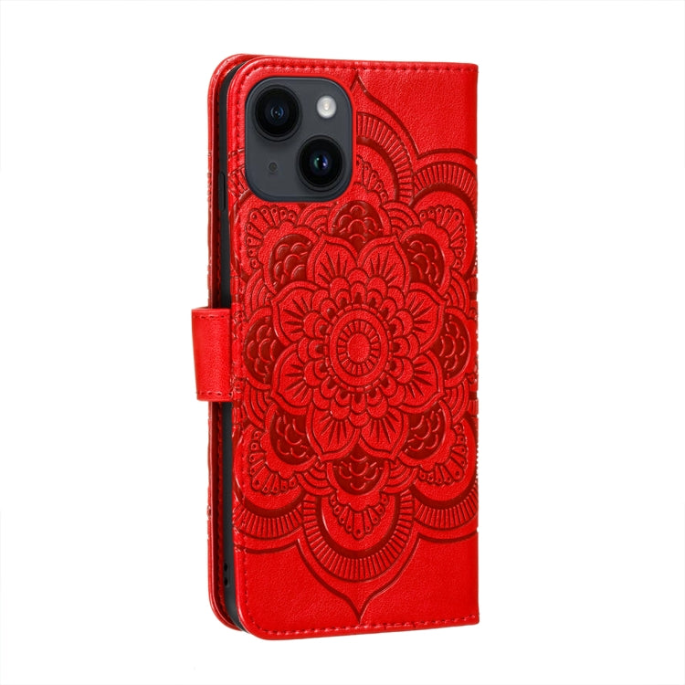 جراب هاتف جلدي منقوش عليه ماندالا الشمس، مناسب لأجهزة iPhone 14 / 13، وiPhone 14 Plus، وiPhone 14 Pro، وiPhone 14 Pro Max
