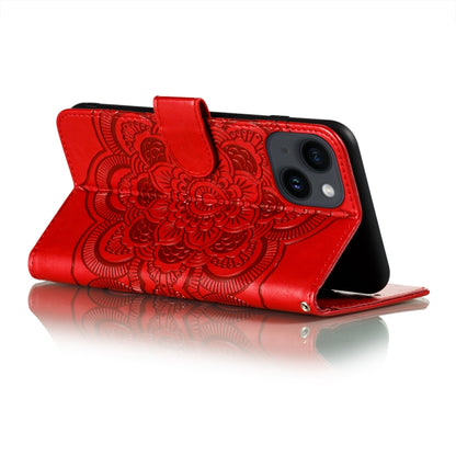 جراب هاتف جلدي منقوش عليه ماندالا الشمس، مناسب لأجهزة iPhone 14 / 13، وiPhone 14 Plus، وiPhone 14 Pro، وiPhone 14 Pro Max