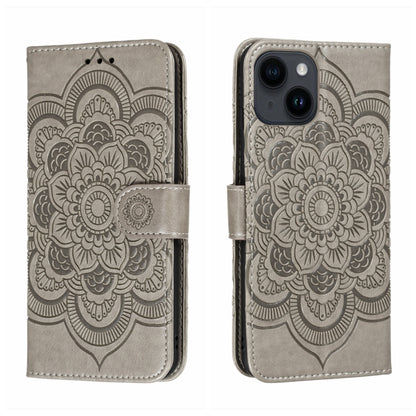 جراب هاتف جلدي منقوش عليه ماندالا الشمس، مناسب لأجهزة iPhone 14 / 13، وiPhone 14 Plus، وiPhone 14 Pro، وiPhone 14 Pro Max