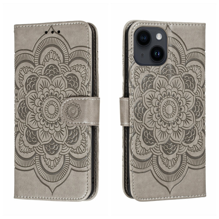 جراب هاتف جلدي منقوش عليه ماندالا الشمس، مناسب لأجهزة iPhone 14 / 13، وiPhone 14 Plus، وiPhone 14 Pro، وiPhone 14 Pro Max