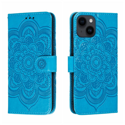 جراب هاتف جلدي منقوش عليه ماندالا الشمس، مناسب لأجهزة iPhone 14 / 13، وiPhone 14 Plus، وiPhone 14 Pro، وiPhone 14 Pro Max