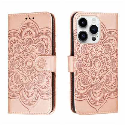 جراب هاتف جلدي منقوش عليه ماندالا الشمس، مناسب لأجهزة iPhone 14 / 13، وiPhone 14 Plus، وiPhone 14 Pro، وiPhone 14 Pro Max