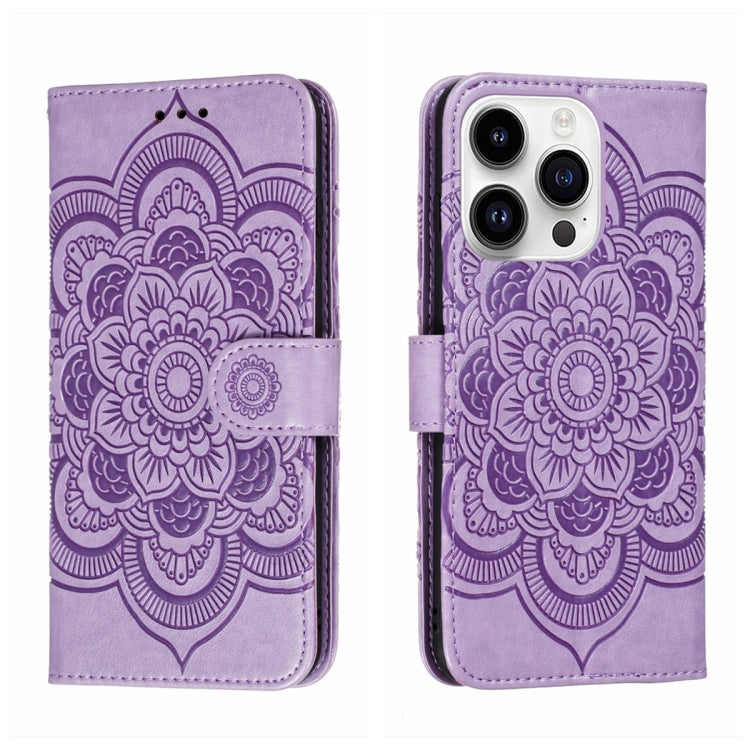 جراب هاتف جلدي منقوش عليه ماندالا الشمس، مناسب لأجهزة iPhone 14 / 13، وiPhone 14 Plus، وiPhone 14 Pro، وiPhone 14 Pro Max