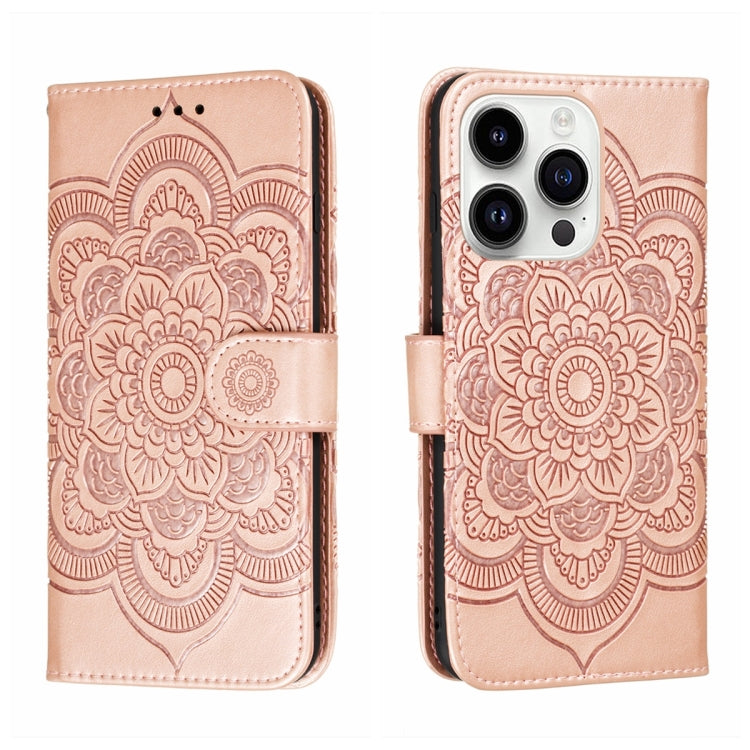 جراب هاتف جلدي منقوش عليه ماندالا الشمس، مناسب لأجهزة iPhone 14 / 13، وiPhone 14 Plus، وiPhone 14 Pro، وiPhone 14 Pro Max