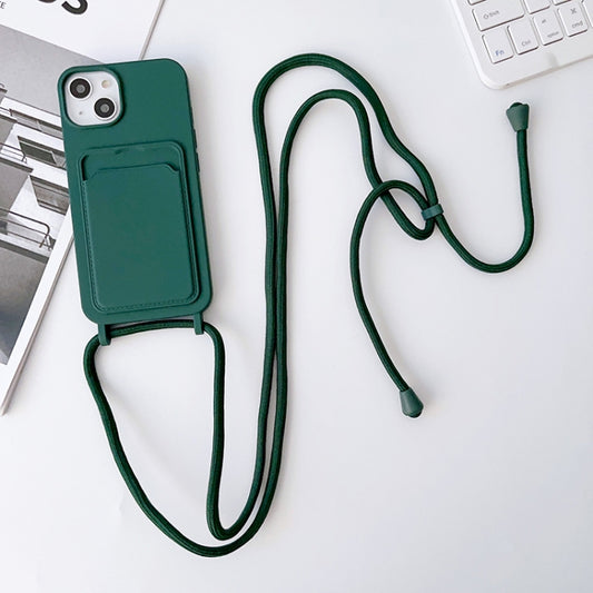 Crossbody Lanyard Elastic Silicone Card Holder Phone Case, For iPhone 14, For iPhone 14 Plus, For iPhone 14 Pro