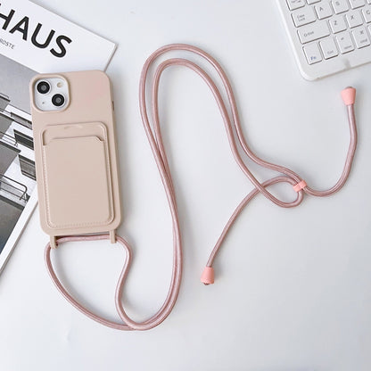 Crossbody Lanyard Elastic Silicone Card Holder Phone Case, For iPhone 14, For iPhone 14 Plus, For iPhone 14 Pro