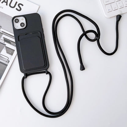 Crossbody Lanyard Elastic Silicone Card Holder Phone Case, For iPhone 14, For iPhone 14 Plus, For iPhone 14 Pro