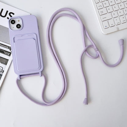 Crossbody Lanyard Elastic Silicone Card Holder Phone Case, For iPhone 14, For iPhone 14 Plus, For iPhone 14 Pro