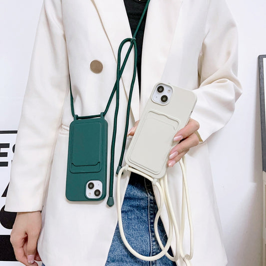 Crossbody Lanyard Elastic Silicone Card Holder Phone Case, For iPhone 14, For iPhone 14 Plus, For iPhone 14 Pro