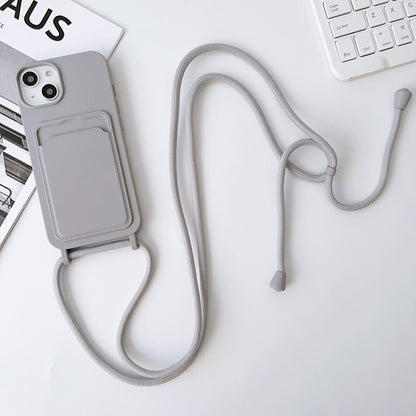Crossbody Lanyard Elastic Silicone Card Holder Phone Case, For iPhone 14, For iPhone 14 Plus, For iPhone 14 Pro
