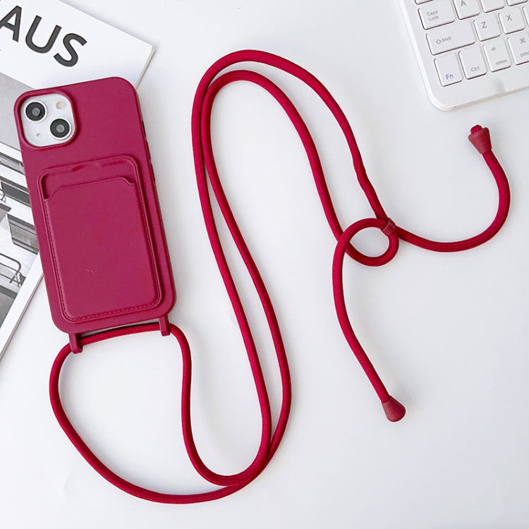 Crossbody Lanyard Elastic Silicone Card Holder Phone Case, For iPhone 14, For iPhone 14 Plus, For iPhone 14 Pro