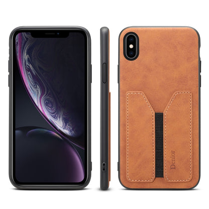 Denior DV Elastic Card PU Back Cover Phone Case, For iPhone 11 Pro, For iPhone 11 Pro Max, For iPhone X / XS, For iPhone XR, For iPhone XS Max, For iPhone SE 2022 / SE 2020 / 7 / 8, For iPhone 7 Plus / 8 Plus