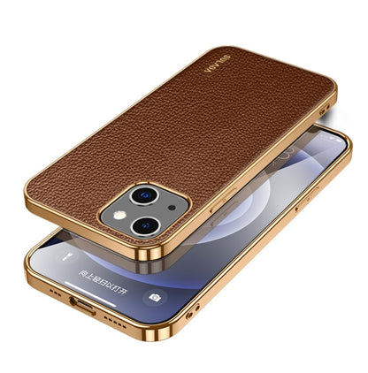جراب هاتف SULADA مقاوم للصدمات من مادة TPU + جلد يدوي الصنع، لهاتف iPhone 14، وiPhone 14 Plus، وiPhone 14 Pro، وiPhone 14 Pro Max