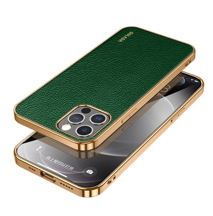 جراب هاتف SULADA مقاوم للصدمات من مادة TPU + جلد يدوي الصنع، لهاتف iPhone 14، وiPhone 14 Plus، وiPhone 14 Pro، وiPhone 14 Pro Max