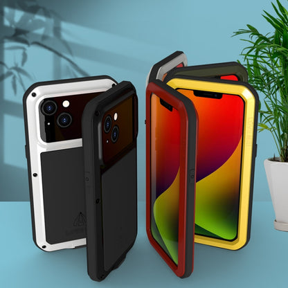 جراب هاتف معدني مقاوم للصدمات والماء والغبار من LOVE MEI، لهاتف iPhone 14، وiPhone 14 Plus، وiPhone 14 Pro، وiPhone 14 Pro Max