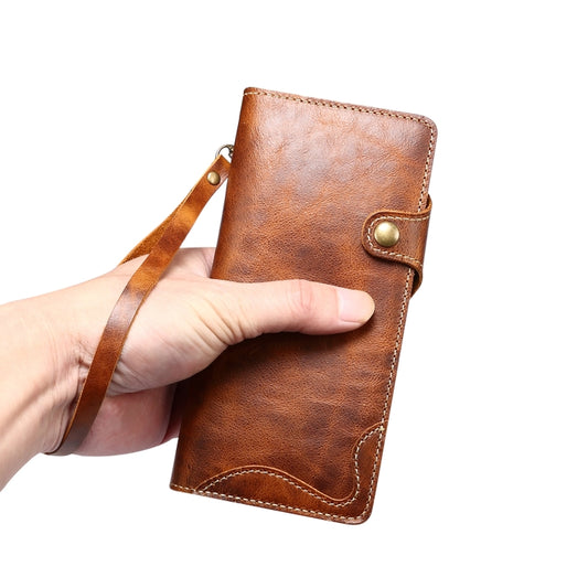 Denior Oil Wax Cowhide Magnetic Button Genuine Leather Case, For iPhone 14 Pro Max, For iPhone 14 Pro, For iPhone 14, For iPhone 14 Plus, For iPhone 13 Pro Max, For iPhone 13 Pro, For iPhone 13, For iPhone 13 mini, For iPhone 12 Pro Max����������������...