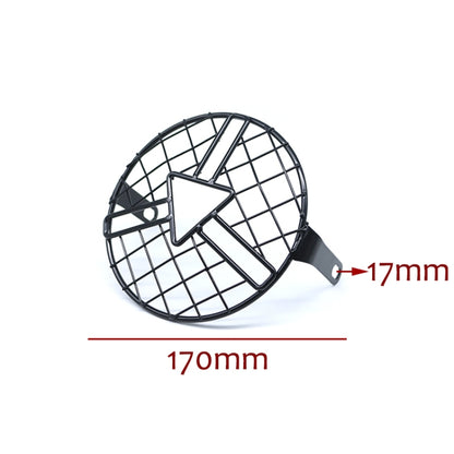 Motorcycle Headlight Arrowhead Grill Guard Retro Round Lamp Grill Cover, Arrowhead Grill Guard