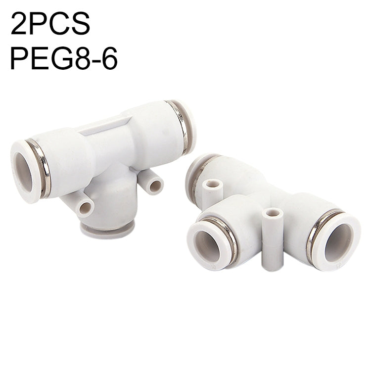 PEG6-4 LAIZE 2pcs PW T-type Tee Reducing Pneumatic Quick Fitting Connector, PEG6-4 (2pcs), PEG8-4 (2pcs), PEG8-6 (2pcs), PEG10-6 (1pc), PEG10-8 (2pcs), PEG12-8 (1pc), PEG12-10 (1pc), PEG16-12 (1pc)