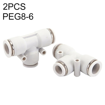 PEG6-4 LAIZE 2pcs PW T-type Tee Reducing Pneumatic Quick Fitting Connector, PEG6-4 (2pcs), PEG8-4 (2pcs), PEG8-6 (2pcs), PEG10-6 (1pc), PEG10-8 (2pcs), PEG12-8 (1pc), PEG12-10 (1pc), PEG16-12 (1pc)