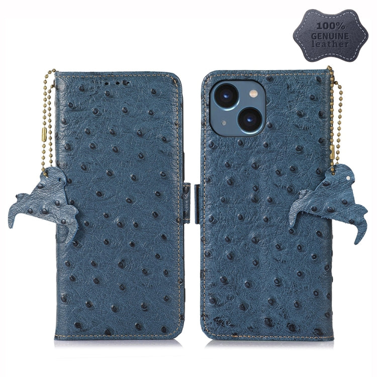 Ostrich Pattern Genuine Leather RFID Phone Case, For iPhone 15 Pro Max, For iPhone 15 Pro, For iPhone 15 Plus, For iPhone 15, For iPhone 14 Plus, For iPhone 14, For iPhone 14 Pro, For iPhone 14 Pro Max
