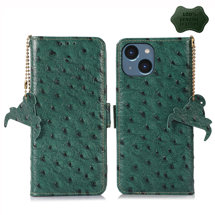 Ostrich Pattern Genuine Leather RFID Phone Case, For iPhone 15 Pro Max, For iPhone 15 Pro, For iPhone 15 Plus, For iPhone 15, For iPhone 14 Plus, For iPhone 14, For iPhone 14 Pro, For iPhone 14 Pro Max