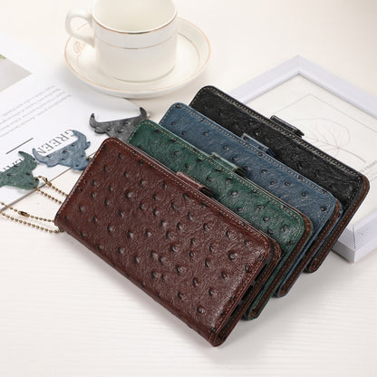Ostrich Pattern Genuine Leather RFID Phone Case, For iPhone 15 Pro Max, For iPhone 15 Pro, For iPhone 15 Plus, For iPhone 15, For iPhone 14 Plus, For iPhone 14, For iPhone 14 Pro, For iPhone 14 Pro Max