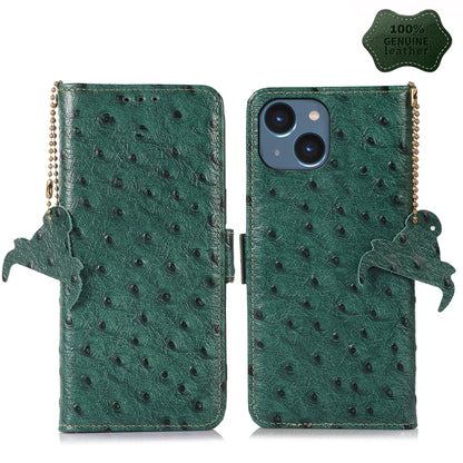 Ostrich Pattern Genuine Leather RFID Phone Case, For iPhone 15 Pro Max, For iPhone 15 Pro, For iPhone 15 Plus, For iPhone 15, For iPhone 14 Plus, For iPhone 14, For iPhone 14 Pro, For iPhone 14 Pro Max