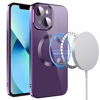 جراب هاتف من مادة TPU مطلي بالكهرباء MagSafe مع غشاء عدسة، لهاتف iPhone 14، وiPhone 14 Pro، وiPhone 14 Plus، وiPhone 14 Pro Max، وiPhone 13، وiPhone 13 Pro