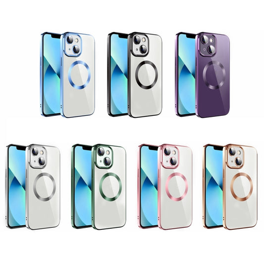 جراب هاتف من مادة TPU مطلي بالكهرباء MagSafe مع غشاء عدسة، لهاتف iPhone 14، وiPhone 14 Pro، وiPhone 14 Plus، وiPhone 14 Pro Max، وiPhone 13، وiPhone 13 Pro