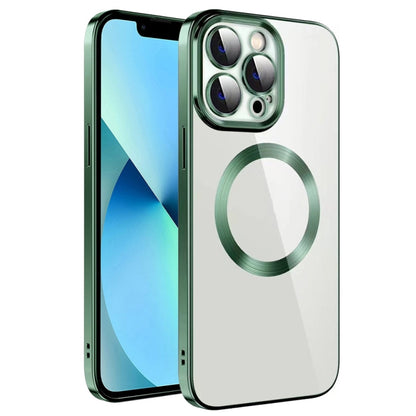 جراب هاتف من مادة TPU مطلي بالكهرباء MagSafe مع غشاء عدسة، لهاتف iPhone 14، وiPhone 14 Pro، وiPhone 14 Plus، وiPhone 14 Pro Max، وiPhone 13، وiPhone 13 Pro
