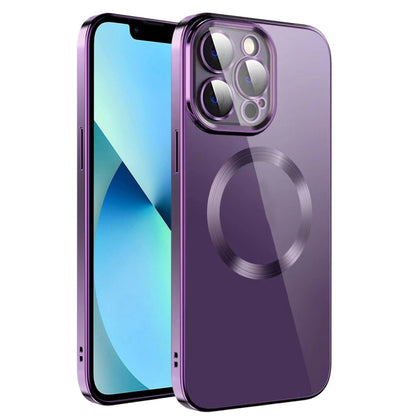 جراب هاتف من مادة TPU مطلي بالكهرباء MagSafe مع غشاء عدسة، لهاتف iPhone 14، وiPhone 14 Pro، وiPhone 14 Plus، وiPhone 14 Pro Max، وiPhone 13، وiPhone 13 Pro
