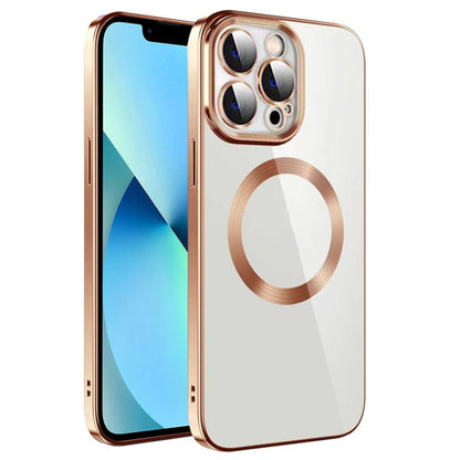 جراب هاتف من مادة TPU مطلي بالكهرباء MagSafe مع غشاء عدسة، لهاتف iPhone 13 Pro Max، وiPhone 12، وiPhone 12 Pro، وiPhone 12 Pro Max