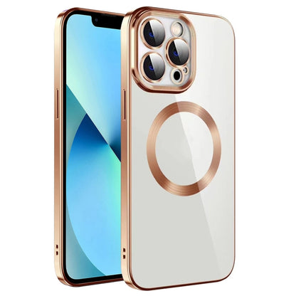 جراب هاتف من مادة TPU مطلي بالكهرباء MagSafe مع غشاء عدسة، لهاتف iPhone 13 Pro Max، وiPhone 12، وiPhone 12 Pro، وiPhone 12 Pro Max