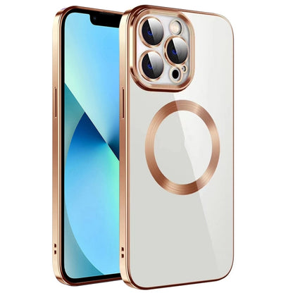 جراب هاتف من مادة TPU مطلي بالكهرباء MagSafe مع غشاء عدسة، لهاتف iPhone 13 Pro Max، وiPhone 12، وiPhone 12 Pro، وiPhone 12 Pro Max