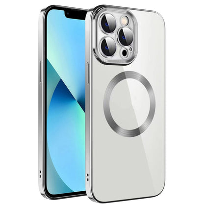 جراب هاتف من مادة TPU مطلي بالكهرباء MagSafe مع غشاء عدسة، لهاتف iPhone 13 Pro Max، وiPhone 12، وiPhone 12 Pro، وiPhone 12 Pro Max