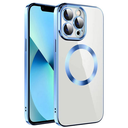 جراب هاتف من مادة TPU مطلي بالكهرباء MagSafe مع غشاء عدسة، لهاتف iPhone 13 Pro Max، وiPhone 12، وiPhone 12 Pro، وiPhone 12 Pro Max