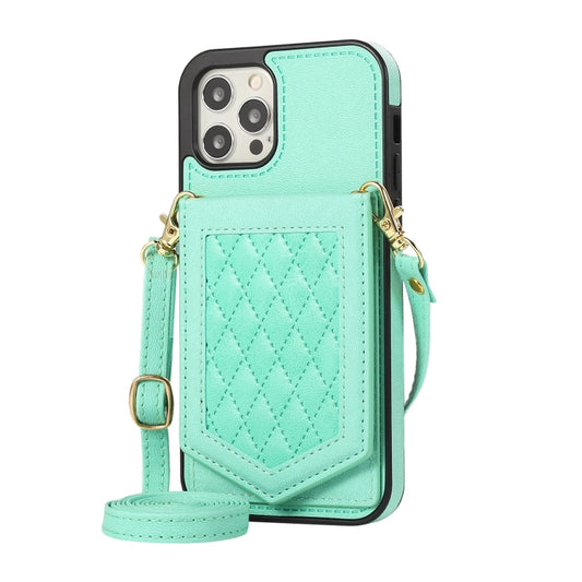 Rhombic Texture RFID Phone Case with Lanyard & Mirror, For iPhone 12 / 12 Pro, For iPhone 12 mini, For iPhone 11 Pro Max, For iPhone 11 Pro, For iPhone 11, For iPhone SE 2022 / SE 2020 / 8 / 7, For iPhone 8 Plus / 7 Plus, For iPhone 6s Plus / 6 Plus���...