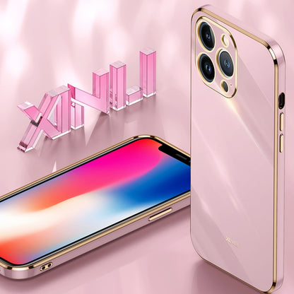 جراب هاتف XINLI ذو حافة مستقيمة 6D مطلي بالكهرباء من مادة TPU، لهاتف iPhone 13 Pro وiPhone 13 Pro Max