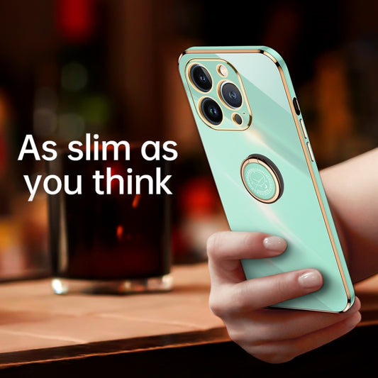 XINLI Straight Edge 6D Electroplate TPU Phone Case with Ring Holder, For iPhone 13 Pro, For iPhone 13 Pro Max