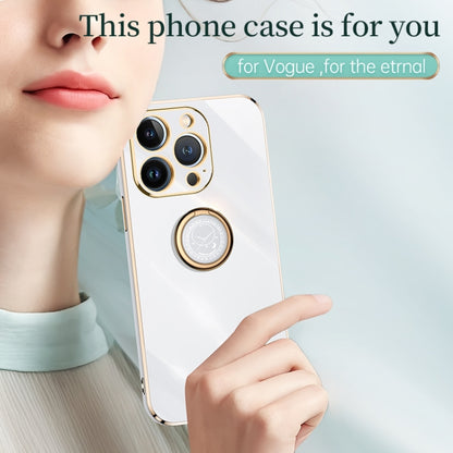 جراب هاتف XINLI ذو حافة مستقيمة مطلي بالكهرباء 6D من مادة TPU مع حامل حلقي، لهاتف iPhone 13 Pro وiPhone 13 Pro Max