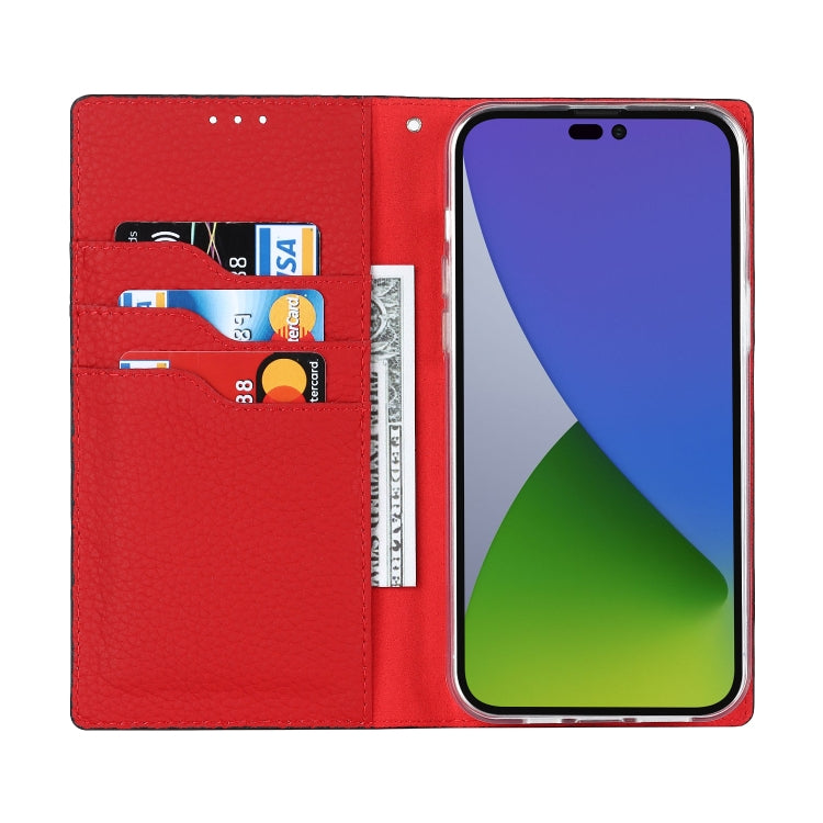 جراب هاتف من الجلد الأصلي بملمس الليتشي، مناسب لأجهزة iPhone 14 Pro Max وiPhone 14 Pro وiPhone 14 وiPhone 14 Plus وGoogle Pixel 7 5G