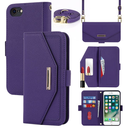 Cross Texture Lanyard Leather Phone Case, For iPhone 12 mini, For iPhone 11 Pro Max, For iPhone 11 Pro, For iPhone 8 Plus / 7 Plus, For iPhone 13, For iPhone 11, For iPhone XR, For iPhone SE 2022 / SE 2020 / 8 / 7