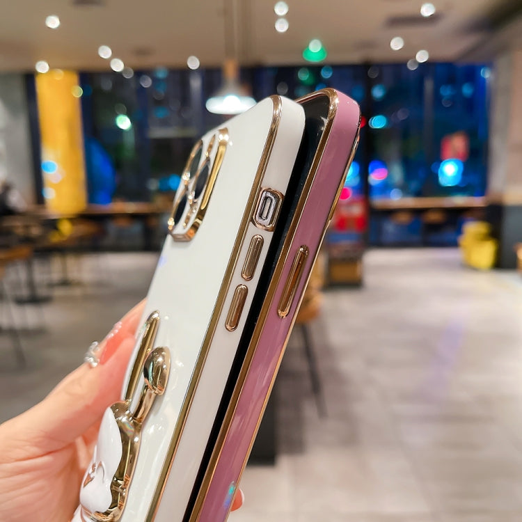 جراب هاتف بحامل أرنب مطلي، مناسب لأجهزة iPhone 13 Pro Max وiPhone 12 وiPhone 12 Pro وiPhone 12 Pro Max وiPhone 11 وiPhone 11 Pro