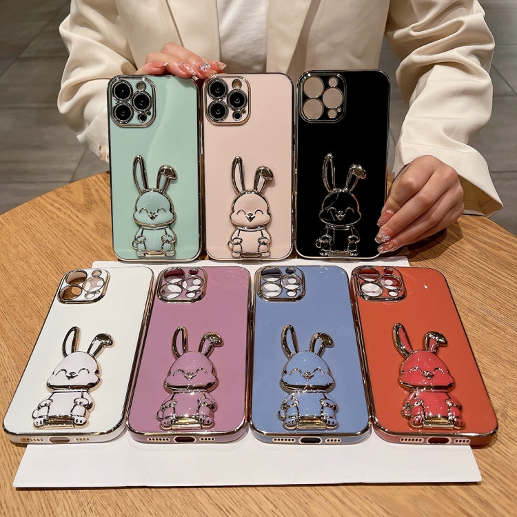 جراب هاتف بحامل أرنب مطلي، مناسب لأجهزة iPhone 13 Pro Max وiPhone 12 وiPhone 12 Pro وiPhone 12 Pro Max وiPhone 11 وiPhone 11 Pro